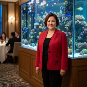 Vintage Dorby Red with Black Embroidery Jacket Size 16P EUC